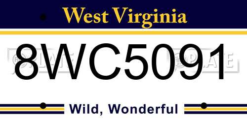 8WC5091 West Virginia License Plate