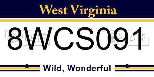 8WCS091 West Virginia License Plate