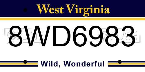 8WD6983 West Virginia License Plate