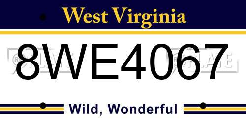 8WE4067 West Virginia License Plate