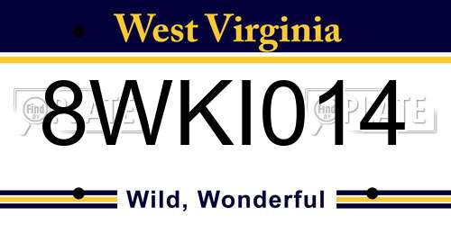 8WKI014 West Virginia License Plate