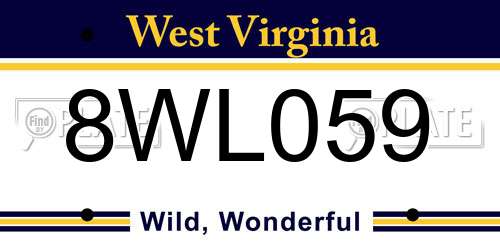 8WL059 West Virginia License Plate