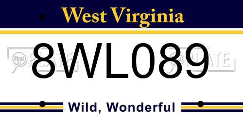 8WL089 West Virginia License Plate