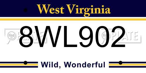 8WL902 West Virginia License Plate