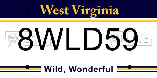 8WLD59 West Virginia License Plate