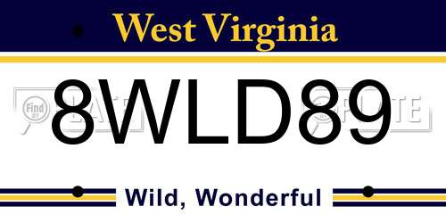 8WLD89 West Virginia License Plate