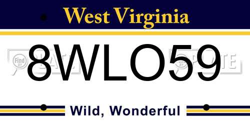 8WLO59 West Virginia License Plate