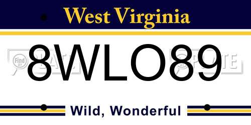 8WLO89 West Virginia License Plate
