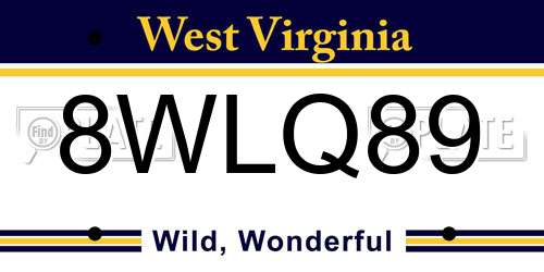 8WLQ89 West Virginia License Plate
