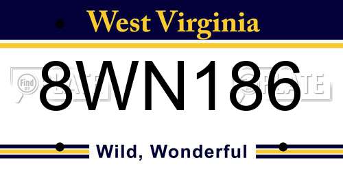 8WN186 West Virginia License Plate