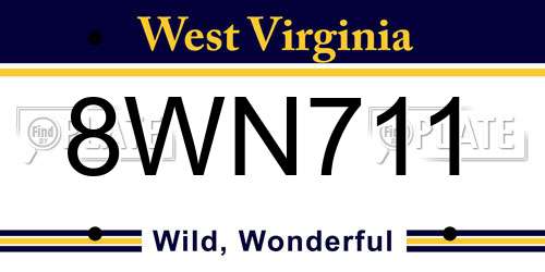 8WN711 West Virginia License Plate