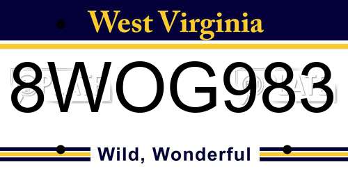 8WOG983 West Virginia License Plate