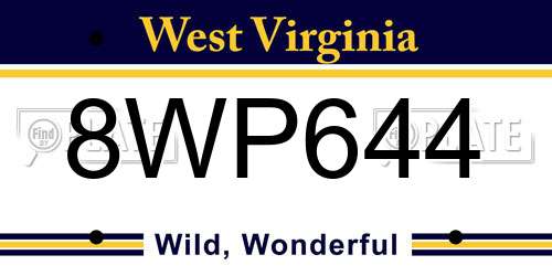 8WP644 West Virginia License Plate