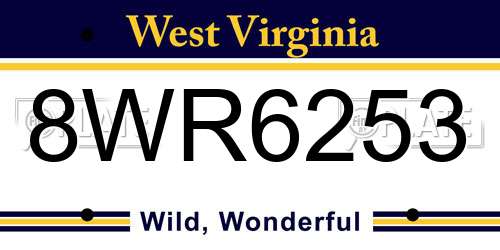 8WR6253 West Virginia License Plate
