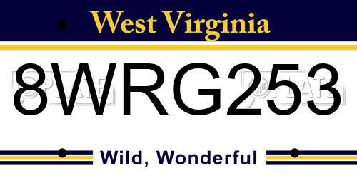 8WRG253 West Virginia License Plate