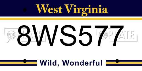 8WS577 West Virginia License Plate