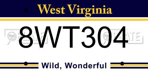 8WT304 West Virginia License Plate