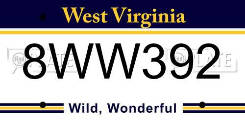 8WW392 West Virginia License Plate