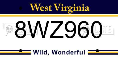 8WZ960 West Virginia License Plate