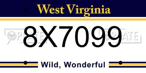8X7099 West Virginia License Plate
