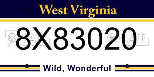 8X83020 West Virginia License Plate
