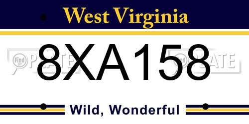 8XA158 West Virginia License Plate