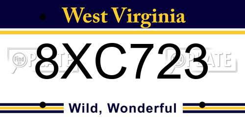 8XC723 West Virginia License Plate