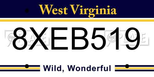 8XEB519 West Virginia License Plate