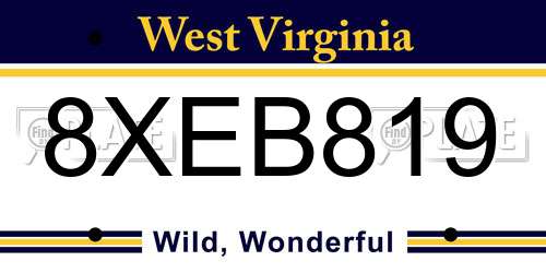 8XEB819 West Virginia License Plate