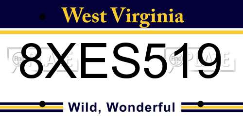 8XES519 West Virginia License Plate