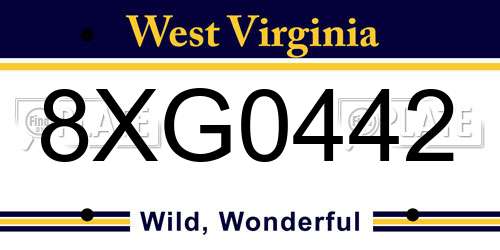 8XG0442 West Virginia License Plate