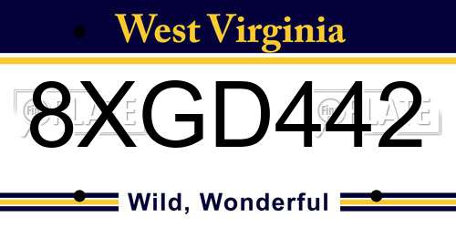 8XGD442 West Virginia License Plate