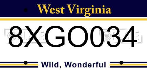 8XGO034 West Virginia License Plate
