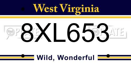 8XL653 West Virginia License Plate