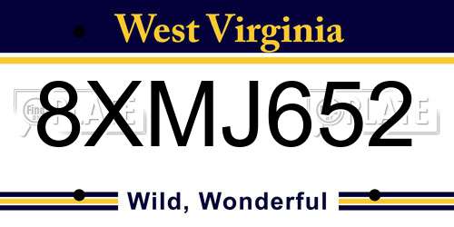 8XMJ652 West Virginia License Plate