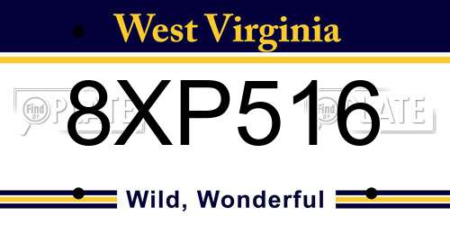 8XP516 West Virginia License Plate