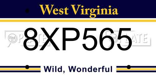 8XP565 West Virginia License Plate