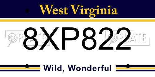 8XP822 West Virginia License Plate
