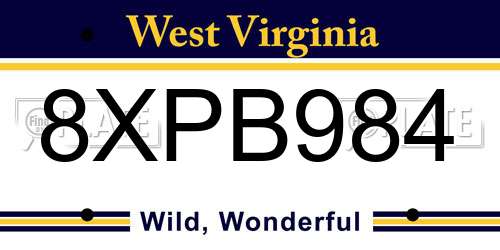 8XPB984 West Virginia License Plate