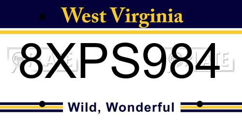 8XPS984 West Virginia License Plate