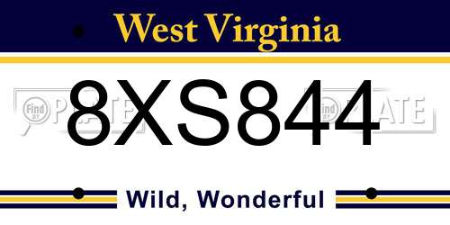8XS844 West Virginia License Plate