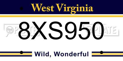 8XS950 West Virginia License Plate