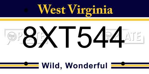 8XT544 West Virginia License Plate