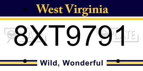 8XT9791 West Virginia License Plate