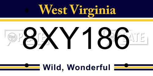 8XY186 West Virginia License Plate