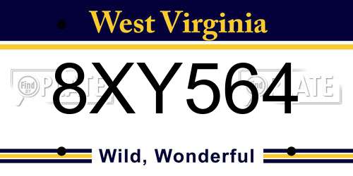8XY564 West Virginia License Plate