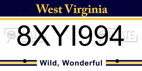 8XYI994 West Virginia License Plate