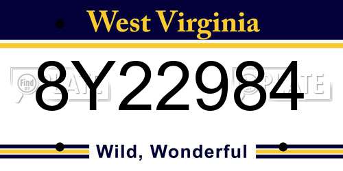 8Y22984 West Virginia License Plate