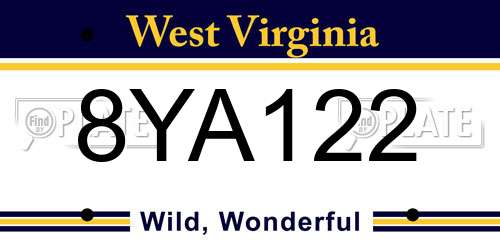 8YA122 West Virginia License Plate