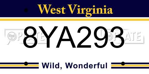 8YA293 West Virginia License Plate
